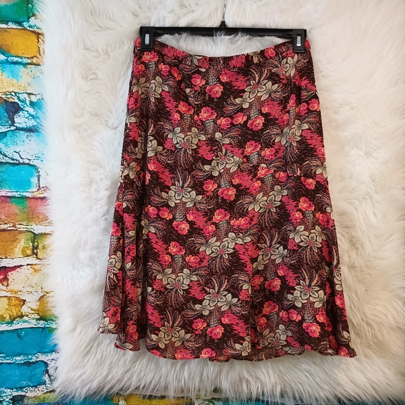 Nicole Miller Pink and Brown Tan A Line Skirt Size 6 - Picture 6 of 9